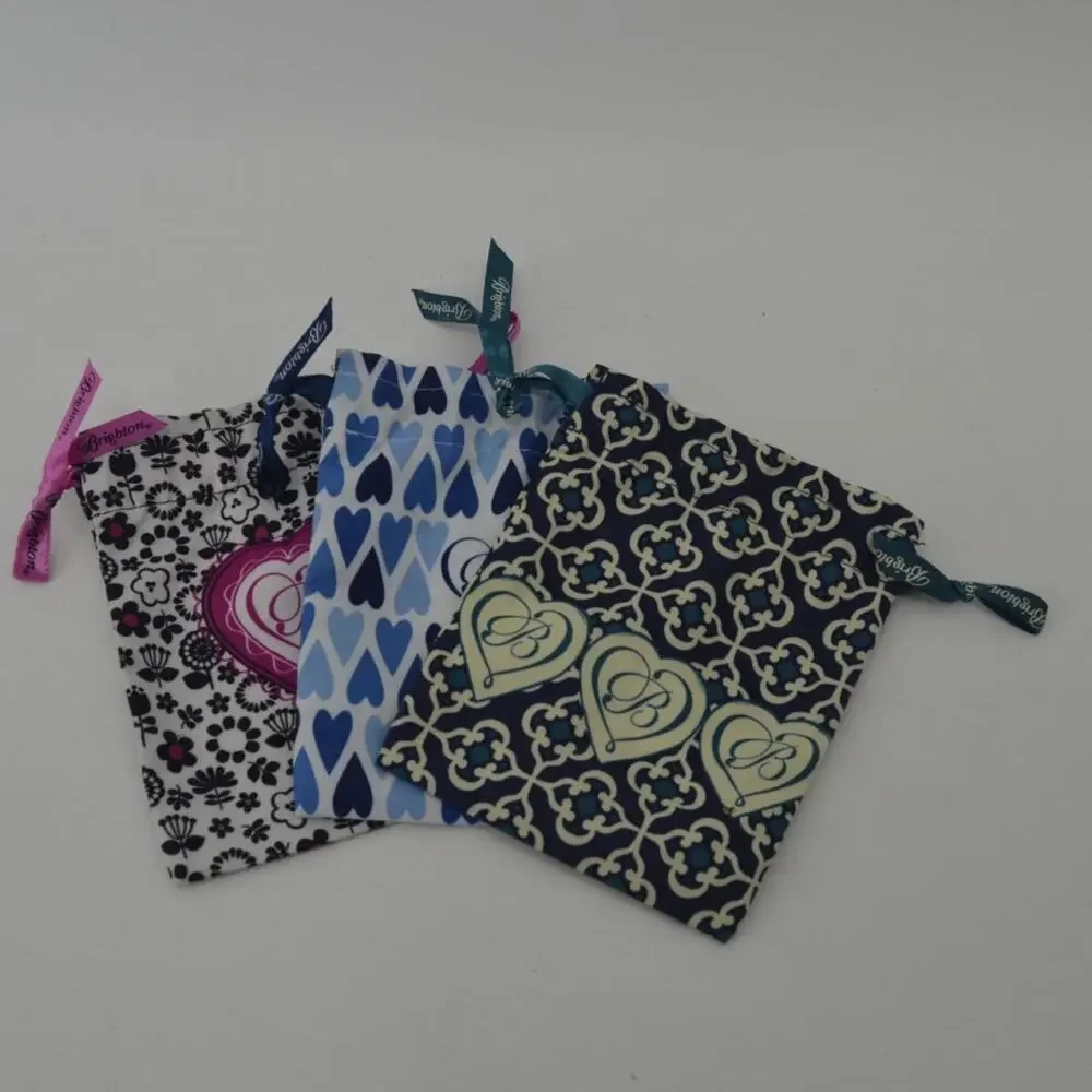 Brighton Dust Bags Set of 3 Drawstring Floral Jewelry Pouch